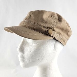 Tan Women's Army Fatigue Cap 100% Cotton Elasticized Band One  Size Fits All